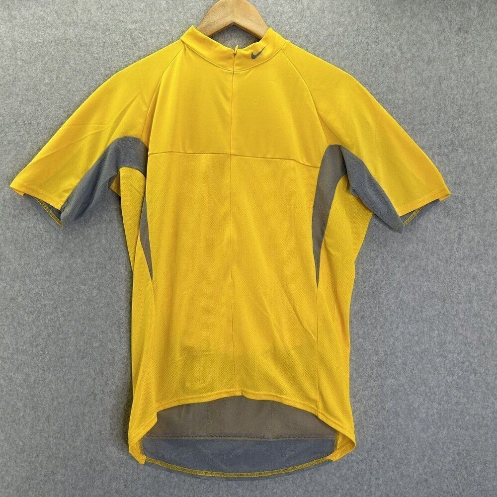 NWT Vintage Nike Cycling Jersey Mens XL Yellow Gray Short Sleeve 3/4 Zip DriFit